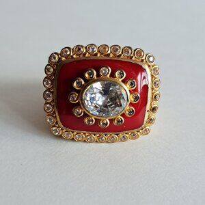 New Women's Red Resin Cubic Zirconia Ring Size 7